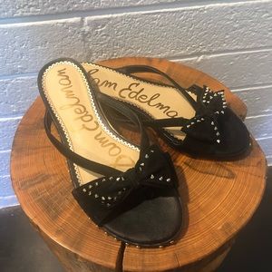 Sam Edelman Black Gold Stud Bow Sandal